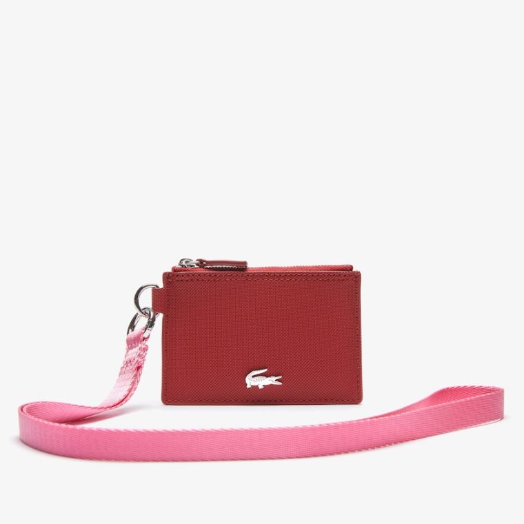 Lacoste Anna Coated Vászon Zip Badge Holder Rózsaszín | gFqRnwlm