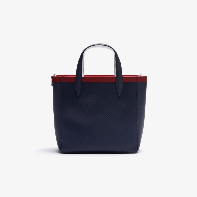 Lacoste Anna Contrast L Coated Vászon Tote Bag Sötétkék Fehér Piros | cxE0WTKW