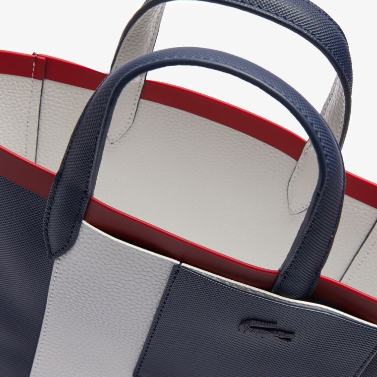 Lacoste Anna Contrast L Coated Vászon Tote Bag Sötétkék Fehér Piros | cxE0WTKW