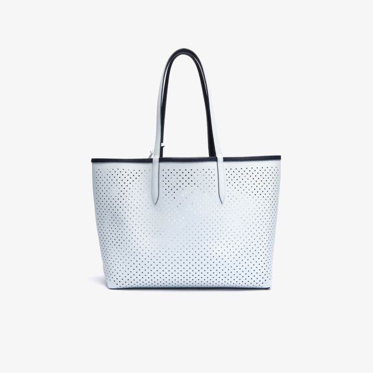 Lacoste Anna Removable Pouch Perforated Reversible Tote Sötétsötétkék Fehér | 5QAgnTY5