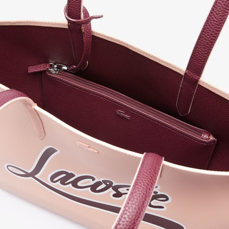 Lacoste Anna Removable Pouch Signature Reversible Tote Bordó | 6mEYNWsM