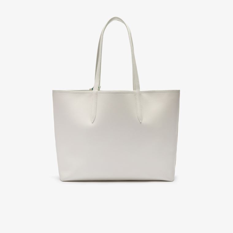 Lacoste Anna Reversible Solid Or Striped Colorblock Tote Bag Fehér | t40DqsjT