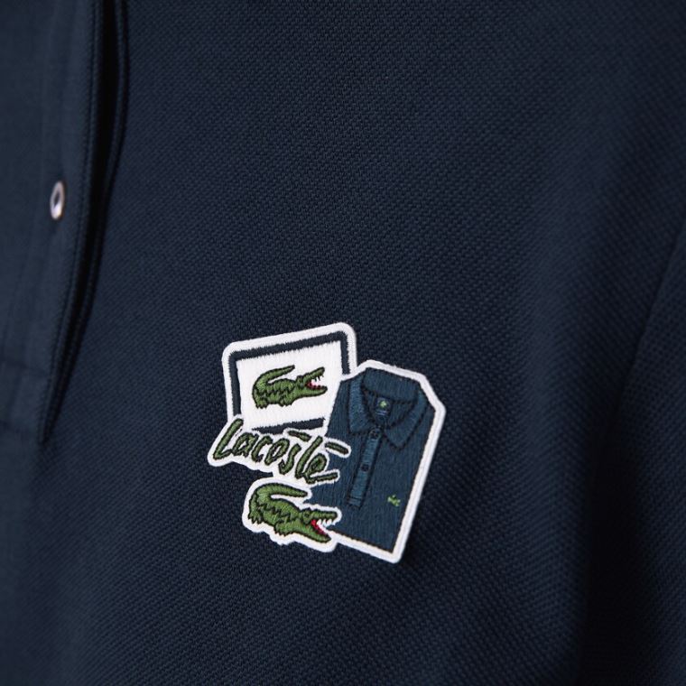 Lacoste Badge Polo Ruha Sötétkék Kék | Yah1INF0