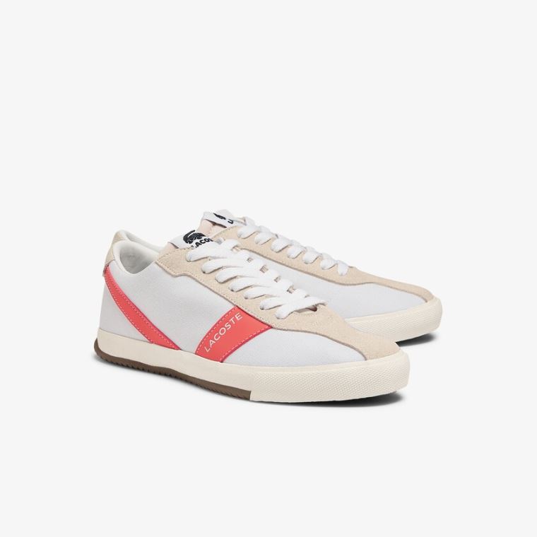 Lacoste Ball Net Vászon and Velúr Sneakers Fehér Bézs | vNlKKMZ5