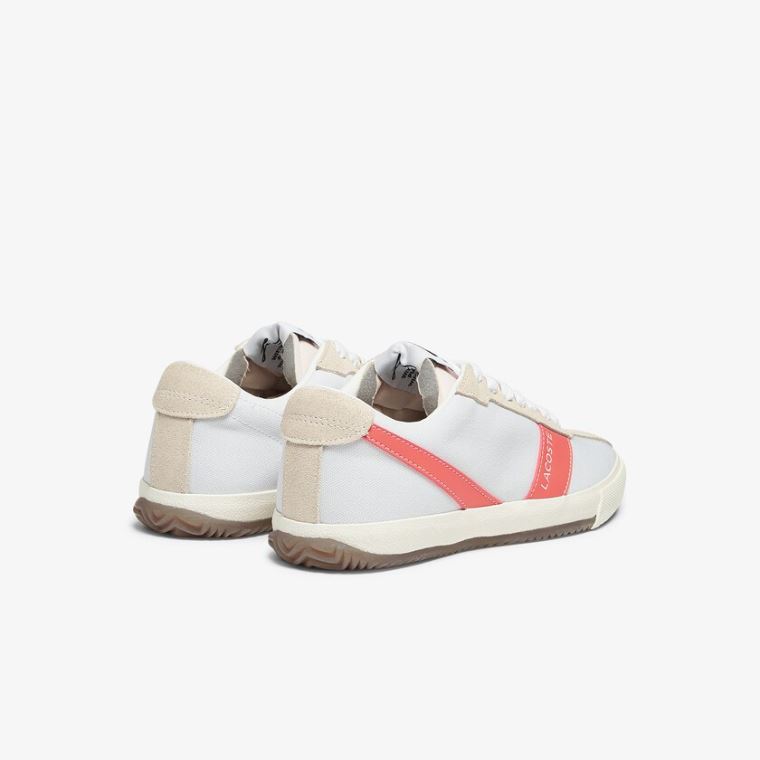 Lacoste Ball Net Vászon and Velúr Sneakers Fehér Bézs | vNlKKMZ5