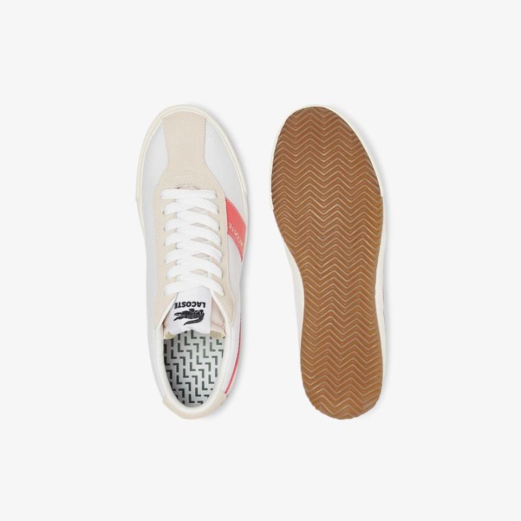 Lacoste Ball Net Vászon and Velúr Sneakers Fehér Bézs | vNlKKMZ5