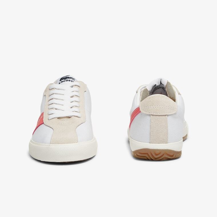 Lacoste Ball Net Vászon and Velúr Sneakers Fehér Bézs | vNlKKMZ5