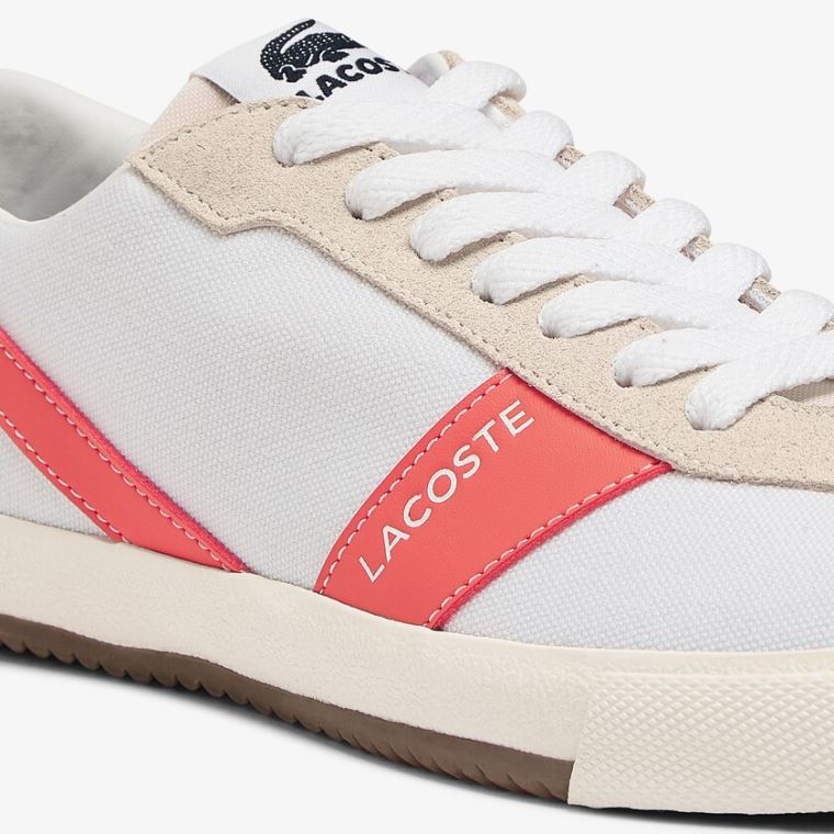 Lacoste Ball Net Vászon and Velúr Sneakers Fehér Bézs | vNlKKMZ5