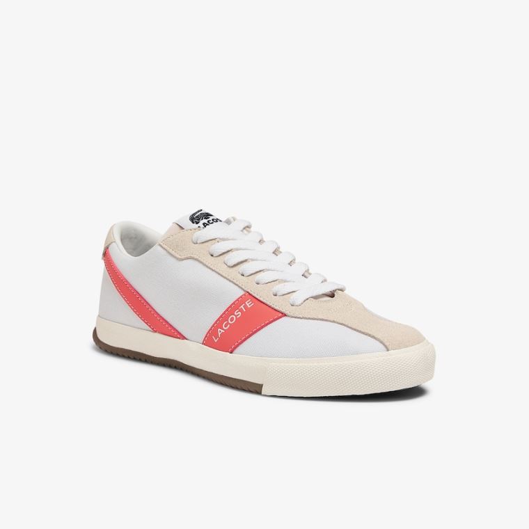 Lacoste Ball Net Vászon and Velúr Sneakers Fehér Bézs | vNlKKMZ5