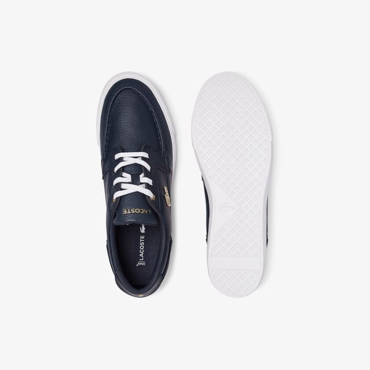 Lacoste Bayliss Deck Bőr Sneakers Sötétkék Fehér | Ou6Ma8Vs