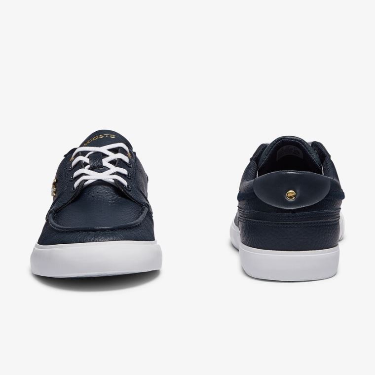 Lacoste Bayliss Deck Bőr Sneakers Sötétkék Fehér | Ou6Ma8Vs