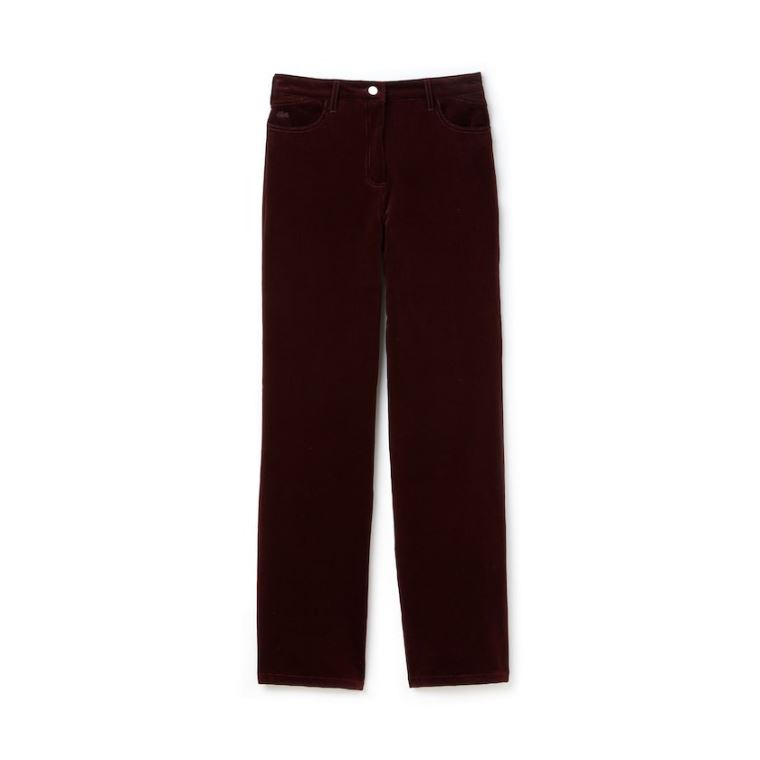 Lacoste Boxy Fit Striped Pamut Velour Pants Barna | mMbDcY2B