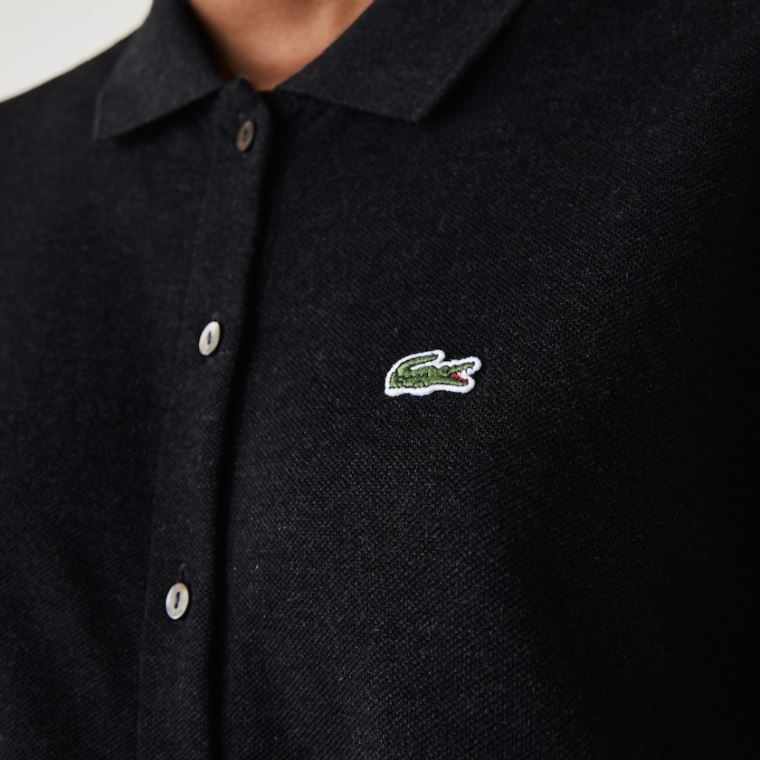 Lacoste Buttoned Belted Pamut Piqué Polo Ruha Szürke | 9AEcBJN9