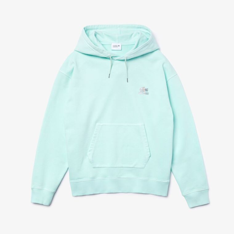 Lacoste CONCEPTS Collaboration Csuklyás Fleece Sweatshirt Türkiz | qIJT3vpn