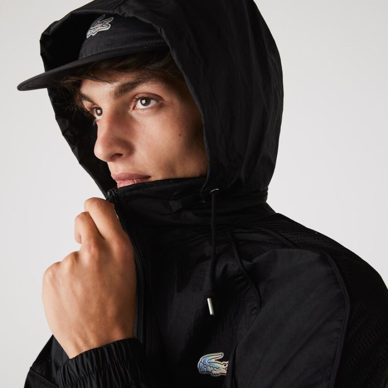 Lacoste CONCEPTS Collaboration Könnyű Zip-Up Jacket Fekete | EN7A6CcR