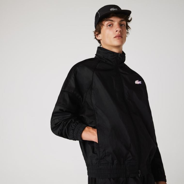 Lacoste CONCEPTS Collaboration Könnyű Zip-Up Jacket Fekete | EN7A6CcR