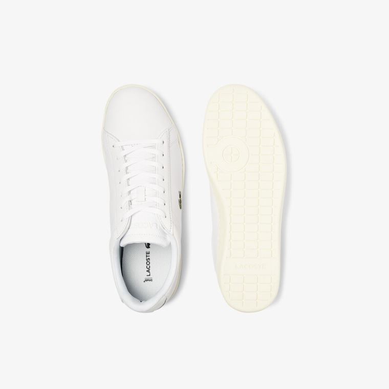 Lacoste Carnaby Evo Bőr Accent Sneakers Fehér Szürke | JwVpWS2r