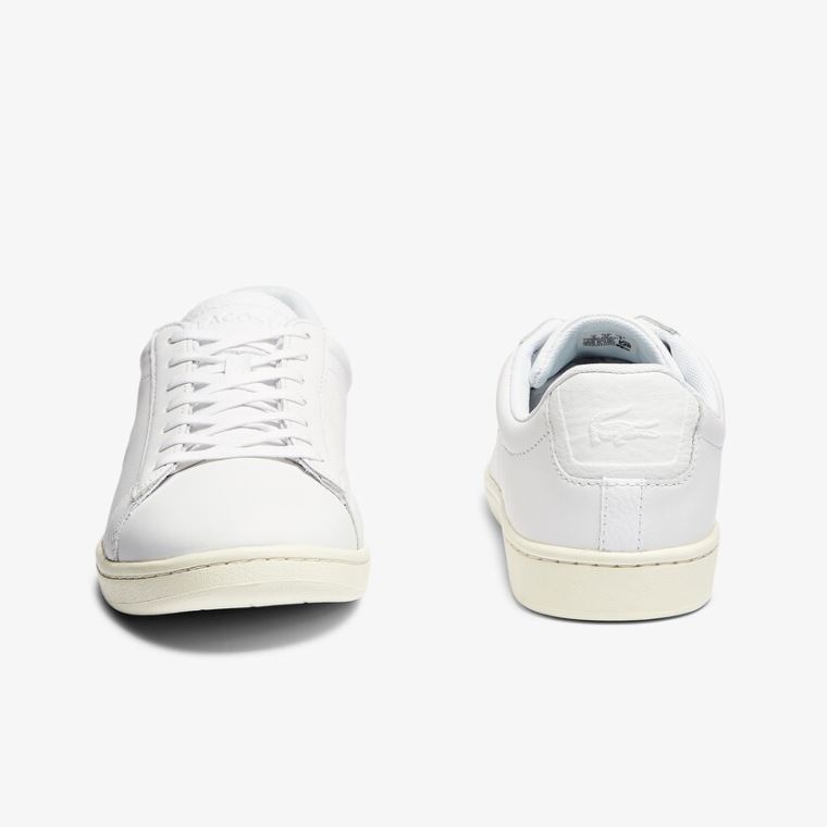 Lacoste Carnaby Evo Bőr Accent Sneakers Fehér Szürke | JwVpWS2r