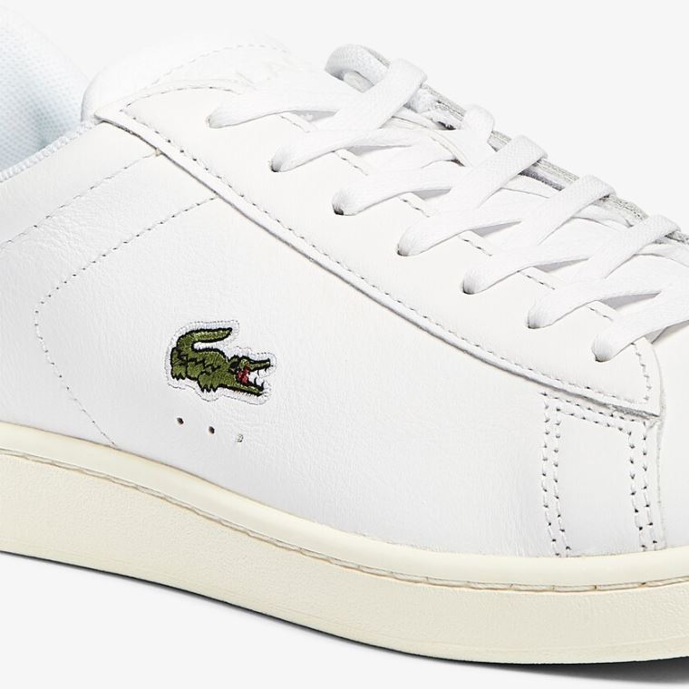 Lacoste Carnaby Evo Bőr Accent Sneakers Fehér Szürke | JwVpWS2r