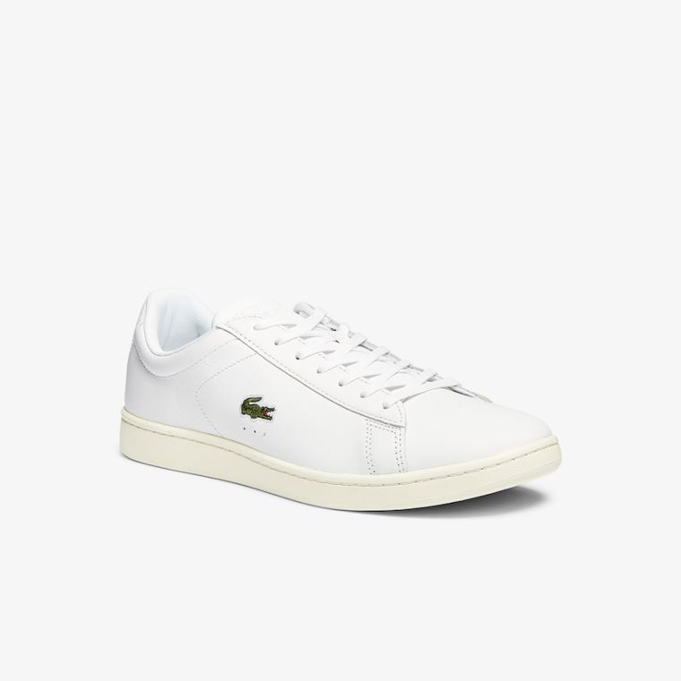 Lacoste Carnaby Evo Bőr Accent Sneakers Fehér Szürke | JwVpWS2r