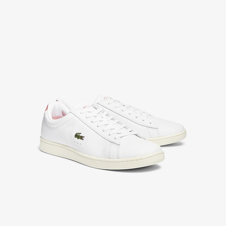 Lacoste Carnaby Evo Bőr Accent Sneakers Fehér Bézs | wxPVUPee