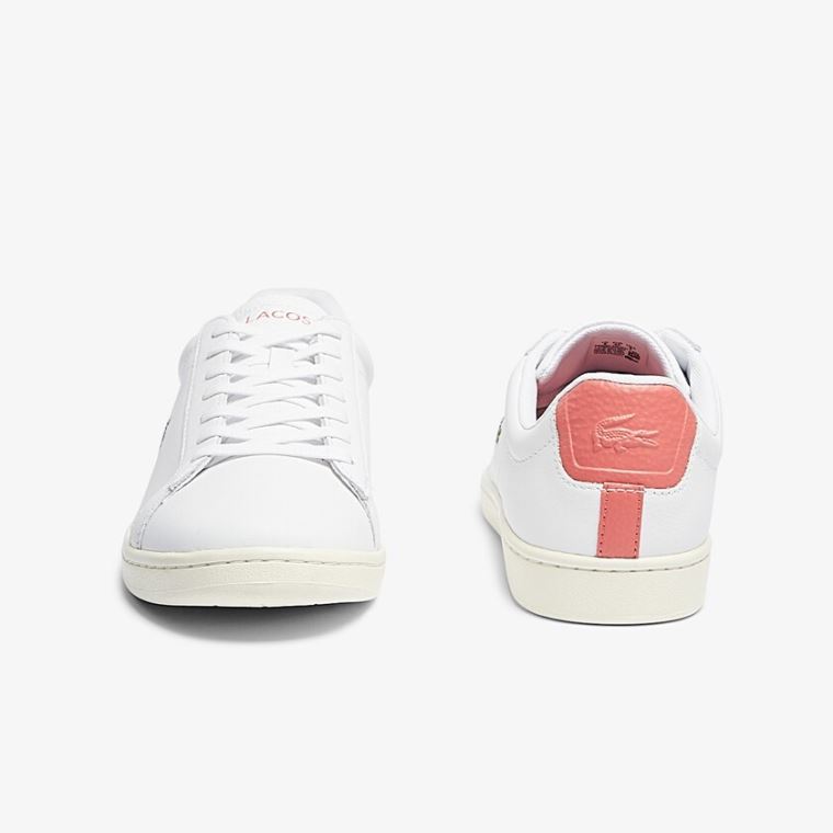 Lacoste Carnaby Evo Bőr Accent Sneakers Fehér Bézs | wxPVUPee