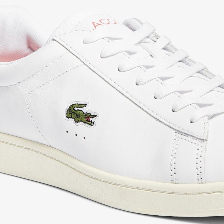 Lacoste Carnaby Evo Bőr Accent Sneakers Fehér Bézs | wxPVUPee