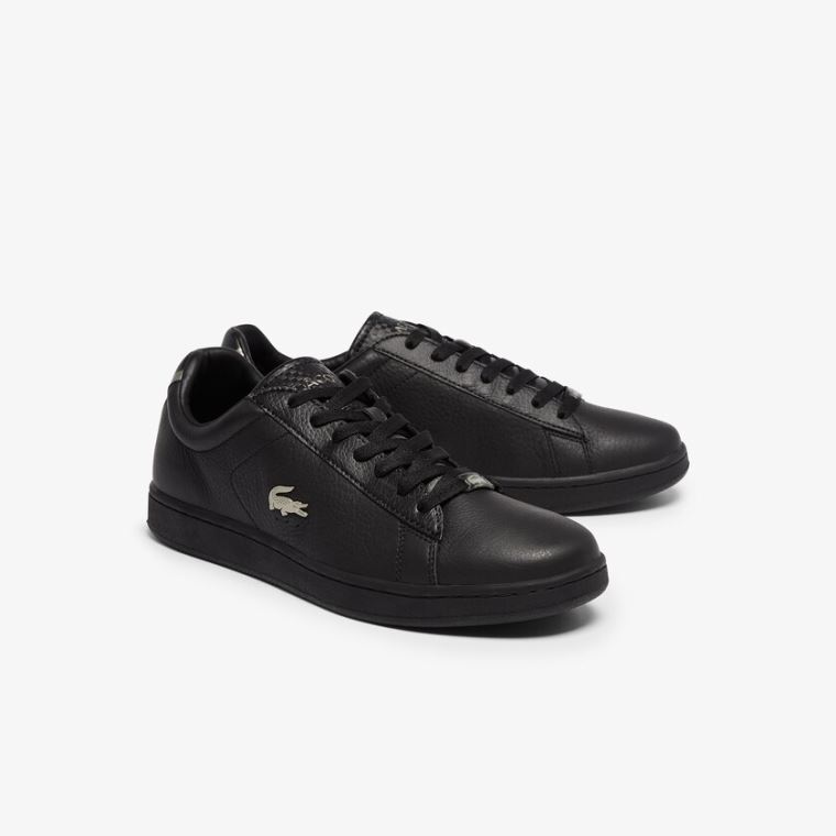 Lacoste Carnaby Evo Bőr Platinum Detailing Sneakers Fekete | VqUQsbSv