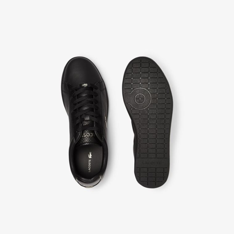 Lacoste Carnaby Evo Bőr Platinum Detailing Sneakers Fekete | VqUQsbSv