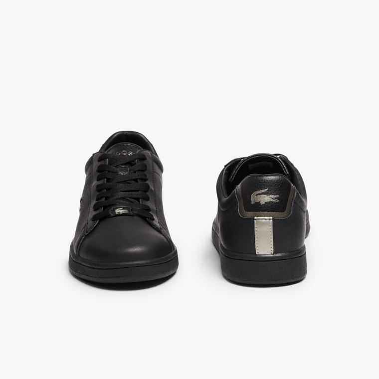 Lacoste Carnaby Evo Bőr Platinum Detailing Sneakers Fekete | VqUQsbSv