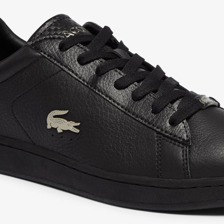 Lacoste Carnaby Evo Bőr Platinum Detailing Sneakers Fekete | VqUQsbSv