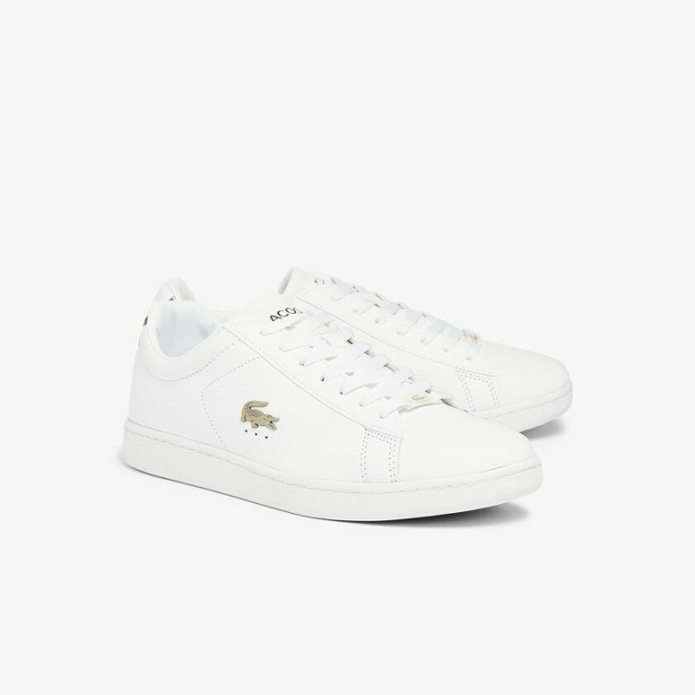 Lacoste Carnaby Evo Bőr Platinum Sneakers Fehér Fehér | WDpdclDX