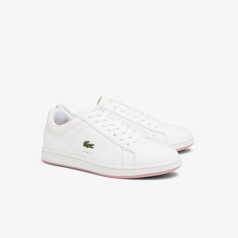 Lacoste Carnaby Evo Bőr Sneakers Fehér Rózsaszín | 5GoWnp0N