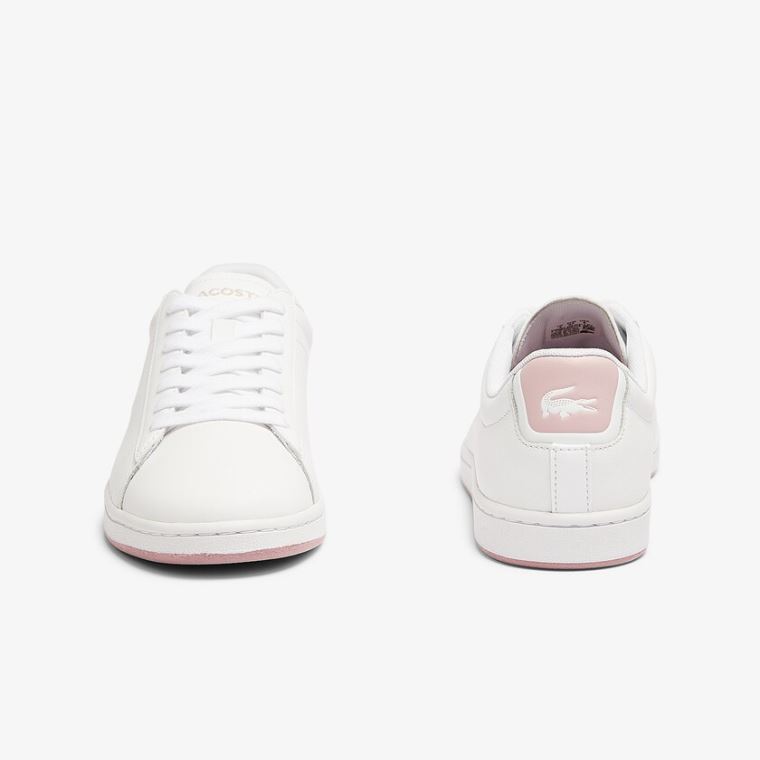 Lacoste Carnaby Evo Bőr Sneakers Fehér Rózsaszín | 5GoWnp0N