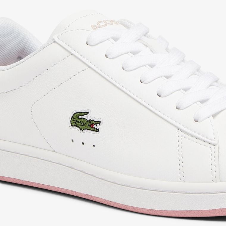 Lacoste Carnaby Evo Bőr Sneakers Fehér Rózsaszín | 5GoWnp0N