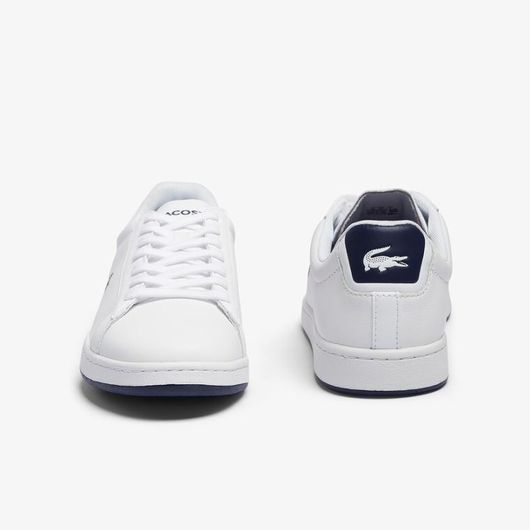 Lacoste Carnaby Evo Bőr Sneakers Fehér Sötétkék | SEfBsVj9