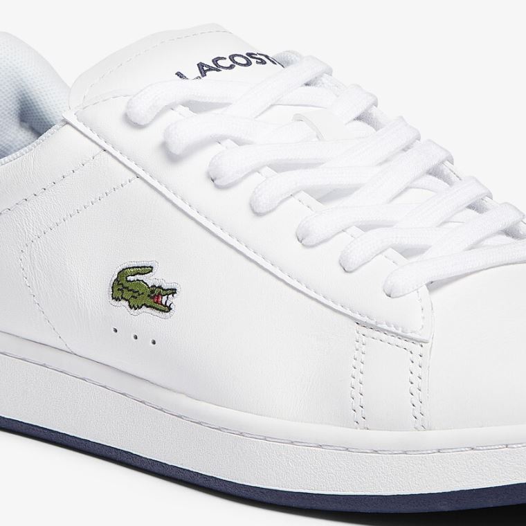 Lacoste Carnaby Evo Bőr Sneakers Fehér Sötétkék | SEfBsVj9