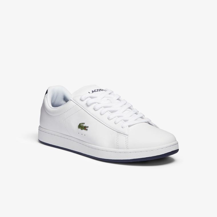 Lacoste Carnaby Evo Bőr Sneakers Fehér Sötétkék | SEfBsVj9