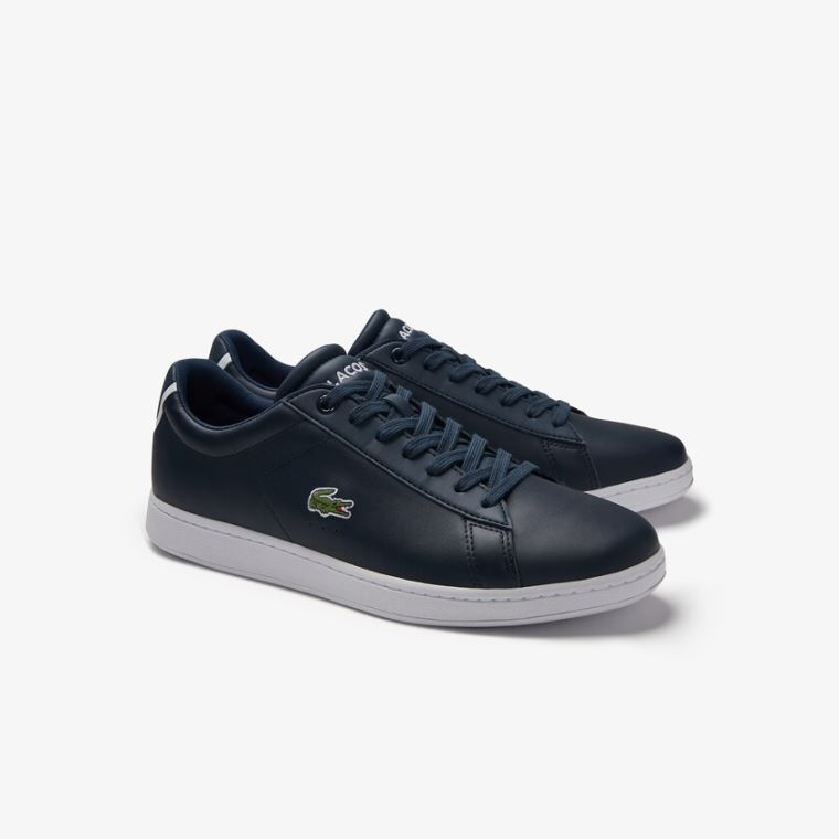 Lacoste Carnaby Evo Bőr Sneakers Sötétkék | YFRW2qF0