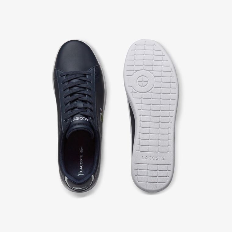 Lacoste Carnaby Evo Bőr Sneakers Sötétkék | YFRW2qF0