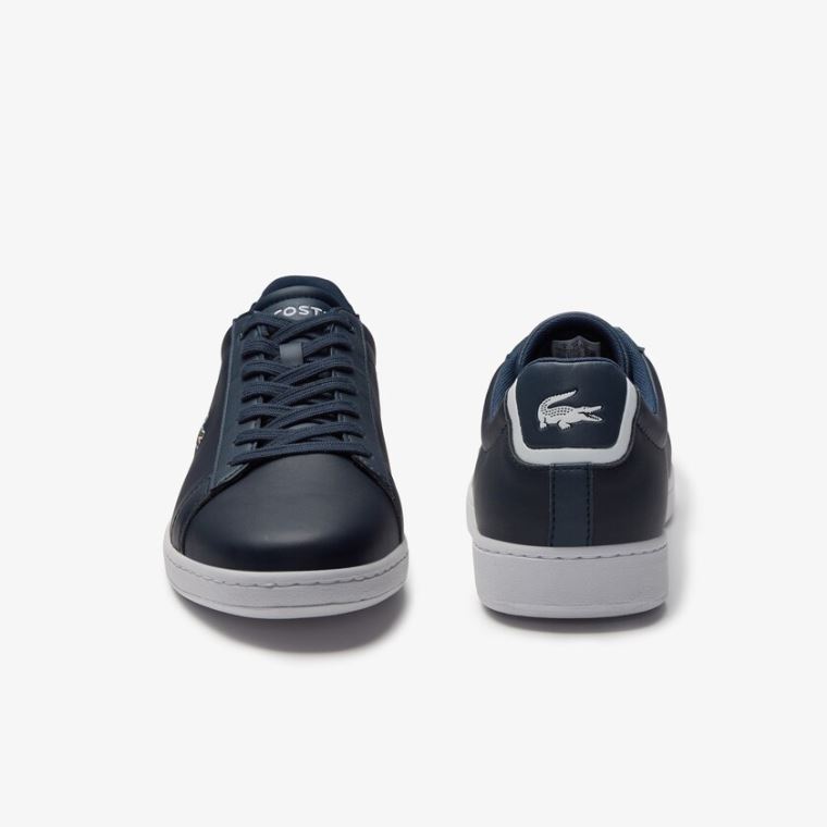 Lacoste Carnaby Evo Bőr Sneakers Sötétkék | YFRW2qF0