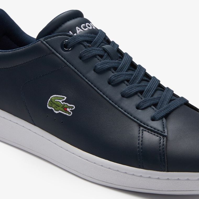 Lacoste Carnaby Evo Bőr Sneakers Sötétkék | YFRW2qF0