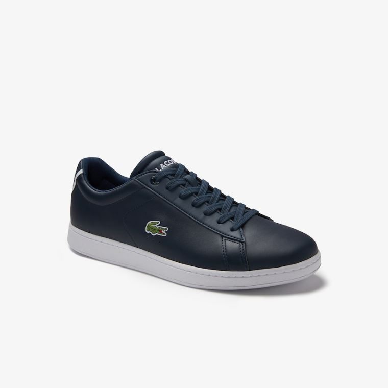 Lacoste Carnaby Evo Bőr Sneakers Sötétkék | YFRW2qF0