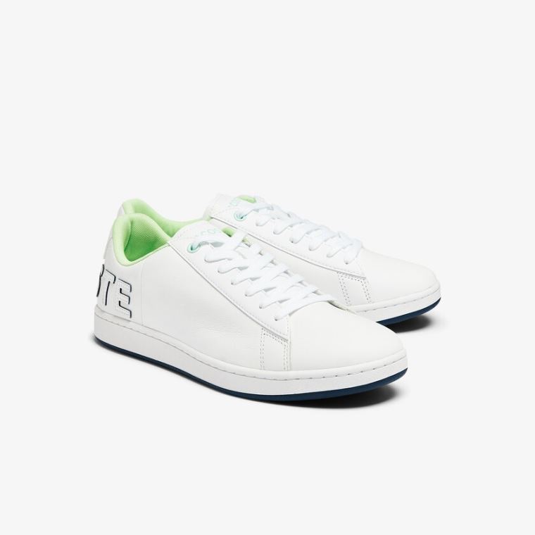 Lacoste Carnaby Evo Bőr and Citrus Accent Sneakers Fehér Sötétkék | eKCSWpoA