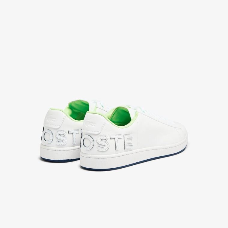 Lacoste Carnaby Evo Bőr and Citrus Accent Sneakers Fehér Sötétkék | eKCSWpoA