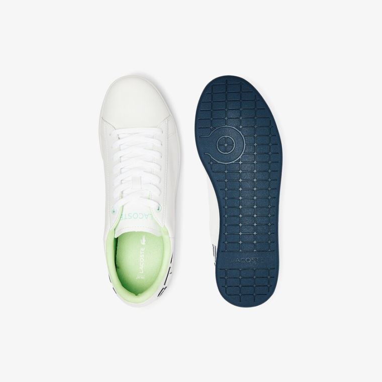 Lacoste Carnaby Evo Bőr and Citrus Accent Sneakers Fehér Sötétkék | eKCSWpoA