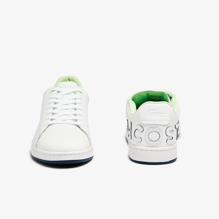 Lacoste Carnaby Evo Bőr and Citrus Accent Sneakers Fehér Sötétkék | eKCSWpoA