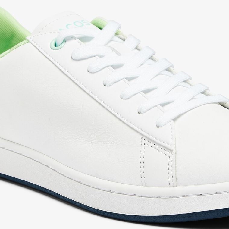 Lacoste Carnaby Evo Bőr and Citrus Accent Sneakers Fehér Sötétkék | eKCSWpoA