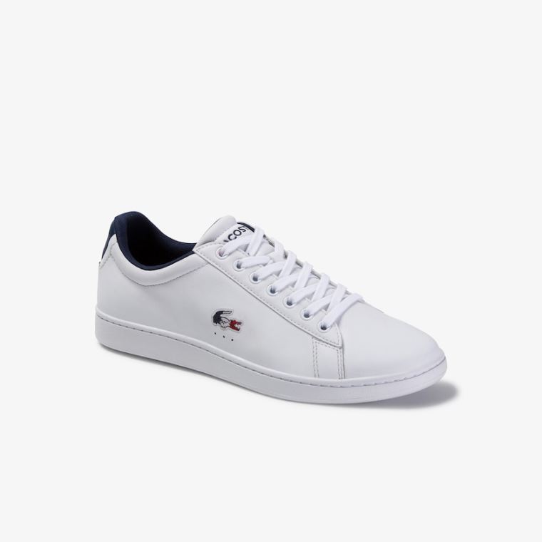 Lacoste Carnaby Evo Bőr and Szintetikus Sneakers Fehér Sötétkék Piros | cfT3MY4Y