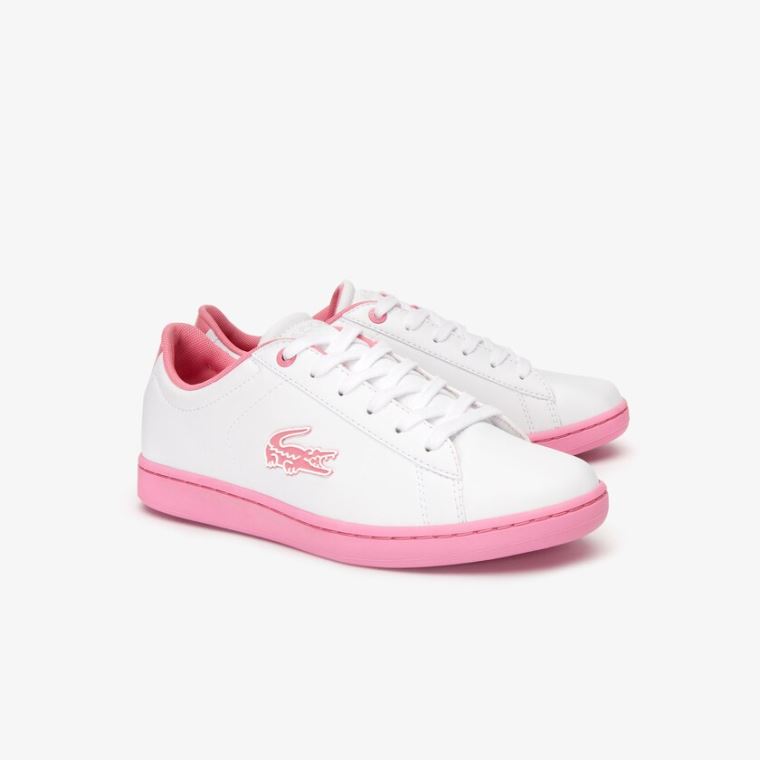 Lacoste Carnaby Evo Csipke-up Szintetikus Sneakers Fehér Rózsaszín | TQ1cWZKI